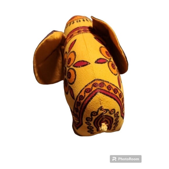 Elephant Stuff Toy With Block Print Yellow - Picture 7 of 9